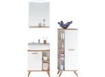 Badmöbel-Set SAPHIR "4-teilig, mit Soft-Close Türen", weiß glanz, akzent riviera eiche, B:110cm H:200cm T:33cm, Holzwerkstoff, Kastenmöbel-Sets, Badmöbel-Set