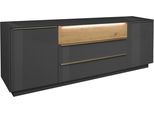 Lowboard MÄUSBACHER, anthrazit, B:214cm H:71cm T:42cm, Sideboards, Lowboard, Lowboard, BHT 214/71/42 cm, inkl. Griffbeleuchtung, Türdämpfung