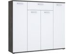 Kommode FORTE "Kombikommode, Stauraum, Einlegeböden verstellbar", betonoptik dunkelgrau, weiß, B:139,3cm H:120,7cm T:34,1cm, Holzwerkstoff, Sideboards, Kommode, B/H/T ca.140/120/34 cm, viel Stauraum, PEFC zertifiziert