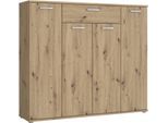 Kommode FORTE "Kombikommode, Stauraum, Einlegeböden verstellbar", artisan eiche, B:139,3cm H:120,7cm T:34,1cm, Holzwerkstoff, Sideboards, Kommode, B/H/T ca.140/120/34 cm, viel Stauraum, PEFC zertifiziert