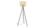 EGLO Stehlampe "HYKEHAM", schwarz (schwarz natur), 1, Ø 38cm H: 129,5cm, 1 Stk., Leuchten, Stehlampe, Holz in Natur, Metall in Schwarz, Standleuchte, E27 Fassung, Stehlampe