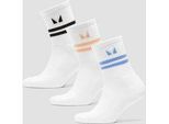 MP Retro Crew-Socken mit Streifen (3er-Pack) – Kornblumenblau/Vintage-Schwarz/Pfirsich - UK - 6-8