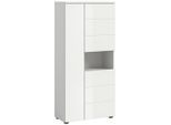 Mid.you Midischrank, Weiß Hochglanz, Kunststoff, 7 Fächer, 60x133x34 cm, FSC Mix, stehend, Badezimmer, Badezimmerschränke, Midischränke