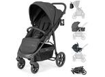 Kombi-Kinderwagen BABYGO "Evolution", Kinder, schwarz, Aluminium, Stahl, Kinderwagen, mit Babywanne, Babyschale, Wickeltasche und Sportsitz