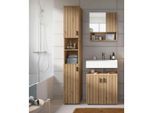 Mid.you Badezimmer, Eiche Artisan, Kunststoff, 3-teilig, Holzoptik, 5 Fächer, 90 cm, FSC Mix, hängend, stehend, Badezimmer, Badmöbelsets & Badmöbelserien, Badmöbel-Set