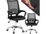 tectake® Bürostuhl, ergonomische Form mit Lordosenstütze, mit Netzstoffbezug, geschwungene Armlehnen, stufenlos höhenverstellbar