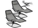 tectake® Gartenliege, ergonomisch, mit Komfort-Schwingbewegung, atmungsaktives, wasserabweisendes Textilene-Gewebe, abnehmbares Kopfpolster