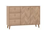 Mid.you , Eichefarben , Holzwerkstoff , Eiche,Eiche , massiv,massiv , Fischgrät , 1 Fächer , 3 Schublade(n) Schubladen , 109x73.9x33.05 cm , Beimöbel erhältlich, stehend, in verschiedenen Größen erhältlich, in verschiedenen Holzdekoren erhältlich ,