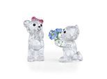 Dekofigur SWAROVSKI "Kristallfigur Sammelfigur KRIS BEAR I ADORE YOU", transparent (kristallweiß, rosa, blau, gelb, schwarz), Dekofiguren, B/H/T: 2,1cm, Swarovski Kristall, Swarovski Kristall mit schwarzem Emaille, H:2,1cm