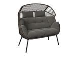 Ambia Garden Gartenmuschel , Grau, Dunkelgrau , Metall, Kunststoff, Textil , Füllung: Polyester , 146x136x83 cm , UV-beständig , Gartenmöbel, Loungemöbel, Sonneninseln