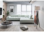 Ecksofa HOME AFFAIRE "Ancona New, wahlweise motorische Sitztiefenverstellung, auch in Cord", grün (mint), B:321cm T:216cm, 100% Polyester, Sofas, Ecksofa, feine Steppung, mit Kopfteilverstellung, 3 Zierkissen, L-Form