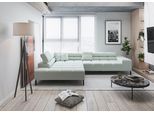 Ecksofa HOME AFFAIRE "Ancona New, wahlweise motorische Sitztiefenverstellung, auch in Cord", grün (mint), B:321cm T:216cm, 100% Polyester, Sofas, Ecksofa, feine Steppung, mit Kopfteilverstellung, 3 Zierkissen, L-Form