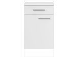 Unterschrank IMPULS KÜCHEN "Valencia & Tirana", in drei Breiten, Höhe: 72,3 cm, mit Soft-Close", weiß, B:50cm H:72,3cm T:57,6cm, Dekorfolie, Holzwerkstoff, Schränke, Unterschrank, vormontiert, mit Schubkasten und einem Einlegeboden hinter der Tür