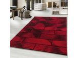 Teppich AYYILDIZ TEPPICHE "Beta 1110" Gr. 2, rot, B:80cm H:11mm L:150cm, Kunstfaser, Teppiche, Teppich, Läufer, Kurzflor, Wohnzimmer
