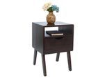 Nachttisch MCW-P16, Kommode Beistelltisch Nachtschrank Schrank, Schublade Fach 64x42x40cm ~ dunkelbraun