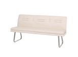 Sitzbank MCW-H70, Esszimmerbank Bank Polsterbank, Rückenlehne Stoff/Textil Edelstahl gebürstet ~ creme-beige 180cm