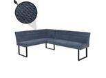 Eckbank MCW-O81, Esszimmerbank Bank, Öko-Tex (310g/m²) Chenille Stoff/Textil Metall 159x210cm ~ blau
