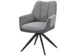 Möbelix , Grau, Schwarz , Metall, Textil , 66x87x62 cm , Sitzfläche 360° drehbar , Esszimmer, Esszimmerstühle, Polsterstühle