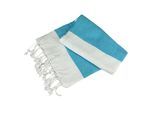 ARTG Hamamzz Hamam Antalya Gestreepte Handdoek (Wit/Aqua Blauw)