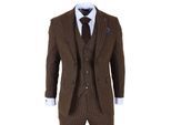 Bruin krijtstreep 3-delig slim fit formeel dinerpak voor heren
