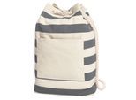 Halfar Contrast gestreepte strandtas met koord (Antraciet)