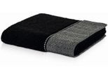 Handtuch MÖVE "Brooklyn Uni", schwarz, B:50cm L:100cm, Walkfrottier, Obermaterial: 85% Baumwolle, 10% Viskose, 5% Leinen, Handtücher, mit Fischgratbordüre, Made in Germany