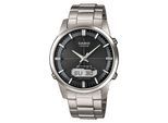 Funkchronograph CASIO FUNK, silber (silberfarben, schwarz, silberfarben), Armbanduhren, Herren, Solaruhr, Armbanduhr, Herrenuhr, Funkuhr, Titanarmband, Saphirglas