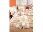 Bettwäsche BIBERNA Gr. 3, beige, B/L: 155cm x 220cm, Feinbiber, B/L: 80cm x 80cm, 2 Stk., Feinbiber, 100% Baumwolle, Bettwäsche, Bettwäsche