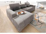 Ecksofa DOMO COLLECTION "BRANDON 289x177x80 cm, whlw. mit Sitztiefenverstellung, L-Form", grau (grau, braun), B:289cm H:80cm T:175cm, Luxus-Microfaser in Antikleder-Optik (100% Polyester);Luxus-Microfaser (100% Polyester);Kunstleder SOFTLUX, Sofas, Ecksofa, mit Kopfteilverstellung, wahlweise Sitztiefenverstellung, L-Form
