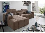 Ecksofa DOMO COLLECTION "BRANDON 289x177x80 cm, whlw. mit Sitztiefenverstellung, L-Form", braun (cappucino), B:289cm H:80cm T:175cm, Luxus-Microfaser in Antikleder-Optik (100% Polyester);Luxus-Microfaser (100% Polyester);Kunstleder SOFTLUX, Sofas, Ecksofa, mit Kopfteilverstellung, wahlweise Sitztiefenverstellung, L-Form
