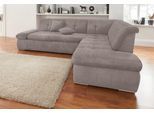 Ecksofa DOMO COLLECTION "NMORIC inkl. Zierkissen 273x216x80 cm L-Form", grau (taupe), B:273cm H:80cm T:216cm, Chenille (85% Polyester, 15% Acryl);Luxus-Microfaser (100% Polyester);Struktur ( 100% Polyester);Microfaser PRIMABELLE (100% Polyester), Sofas, Ecksofa, Ottomanen-Abschluss, wahlweise mit Bettfunktion und Armlehnverstellung