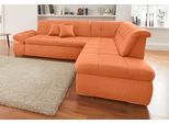 Ecksofa DOMO COLLECTION "NMORIC inkl. Zierkissen 273x216x80 cm L-Form", orange (terrakotta), B:273cm H:80cm T:216cm, Chenille (85% Polyester, 15% Acryl);Luxus-Microfaser (100% Polyester);Struktur ( 100% Polyester);Microfaser PRIMABELLE (100% Polyester), Sofas, Ecksofa, Ottomanen-Abschluss, wahlweise mit Bettfunktion und Armlehnverstellung