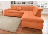 Ecksofa DOMO COLLECTION "NMORIC inkl. Zierkissen 273x216x80 cm L-Form", orange (terrakotta), B:273cm H:80cm T:216cm, Chenille (85% Polyester, 15% Acryl);Luxus-Microfaser (100% Polyester);Struktur ( 100% Polyester);Microfaser PRIMABELLE (100% Polyester), Sofas, Ecksofa, Ottomanen-Abschluss, wahlweise mit Bettfunktion und Armlehnverstellung