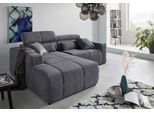 Ecksofa DOMO COLLECTION "BRANDON inkl. Kopfteilverstellung, 214x100x80 cm, L-Form", grau, B:214cm H:80cm T:175cm, 92% Polyester 8% Nylon, Sofas, Ecksofa, Mit Kopfteilverstellung, auch in Leder und Cord, L-Form