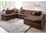 Wohnlandschaft DOMO COLLECTION "NMORIC im XXL-Format, 353x216x80 cm, inkl. Zierkissen U-Form", braun, B:353cm H:80cm T:216cm, Microfaser PRIMABELLE (100% Polyester);Chenille (85% Polyester, 15% Acryl);Luxus-Microfaser (100% Polyester);Struktur ( 100% Polyester), Sofas, Wohnlandschaft, wahlweise mit Bettfunktion und Armlehnenverstellung