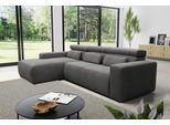 Ecksofa DOMO COLLECTION "BRANDON 289x177x80 cm, whlw. mit Sitztiefenverstellung, L-Form", grau, B:289cm H:80cm T:175cm, Luxus-Microfaser in Antikleder-Optik (100% Polyester);Luxus-Microfaser (100% Polyester);Kunstleder SOFTLUX, Sofas, Ecksofa, ohne Sitztiefenverstellung, Cord, grau