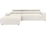 Ecksofa DOMO COLLECTION "BRANDON 289x177x80 cm, whlw. mit Sitztiefenverstellung, L-Form", weiß, B:289cm H:80cm T:175cm, Luxus-Microfaser in Antikleder-Optik (100% Polyester);Luxus-Microfaser (100% Polyester);Kunstleder SOFTLUX, Sofas, Ecksofa, mit Kopfteilverstellung, wahlweise Sitztiefenverstellung, L-Form