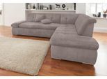 Ecksofa DOMO COLLECTION "NMORIC inkl. Zierkissen 273x216x80 cm L-Form", grau (taupe), B:273cm H:80cm T:216cm, Chenille (85% Polyester, 15% Acryl);Luxus-Microfaser (100% Polyester);Struktur ( 100% Polyester);Microfaser PRIMABELLE (100% Polyester), Sofas, Ecksofa, Ottomanen-Abschluss, wahlweise mit Bettfunktion und Armlehnverstellung
