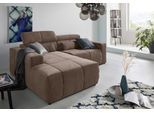 Ecksofa DOMO COLLECTION "BRANDON inkl. Kopfteilverstellung, 214x100x80 cm, L-Form", braun (coffee), B:214cm H:80cm T:175cm, 95% Polyester 5% Polyacryl, Sofas, Ecksofa, Mit Kopfteilverstellung, auch in Leder und Cord, L-Form