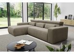 Ecksofa DOMO COLLECTION "BRANDON 289x177x80 cm, whlw. mit Sitztiefenverstellung, L-Form", braun (schlamm), B:289cm H:80cm T:175cm, Luxus-Microfaser in Antikleder-Optik (100% Polyester);Luxus-Microfaser (100% Polyester);Kunstleder SOFTLUX, Sofas, Ecksofa, mit Sitztiefenverstellung, Cord, schlamm