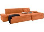 Ecksofa DOMO COLLECTION "NMORIC XXL, 300x172x80cm, viel Platz, bequem, L-Form", orange (terrakotta), B:300cm H:80cm T:172cm, Chenille (85% Polyester, 15% Acryl);Luxus-Microfaser (100% Polyester);Struktur ( 100% Polyester);Microfaser PRIMABELLE (100% Polyester), Sofas, Ecksofa, wahlweise mit Bettfunktion und Armlehnverstellung