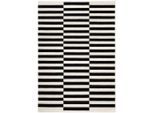 Hanse Home Handwebteppich Vika, Schwarz, Weiß, Textil, Streifen, rechteckig, 160x230 cm, Oeko-Tex® Standard 100, für Fußbodenheizung geeignet, beidseitig verwendbar, in verschiedenen Größen erhältlich, pflegeleicht, strapazierfähig, leicht zusammenrollbar, Teppiche & Böden, Teppiche, Naturteppiche