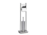 Zeller Present Wc-Bürstenkombination, Silber, Metall, 22x18x76 cm, Bürstenkopf abnehmbar, austauschbar, Papierhalter, Badezimmer, WC Ausstattung, WC Bürstengarnituren