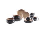 Novel Kombiservice Faro, Braun, Keramik, 16-teilig, Farbverlauf, 470 ml, Lfgb, Handmade Quality, lebensmittelecht, Essen & Trinken, Geschirr, Geschirr-Sets, Kombiservice