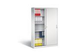 C+P Aktenschrank Acurado mit Schiebetüren, 5 Ordnerhöhen, H1950xB1200xT400mm Front Lichtgrau Korpus Lichtgrau, aus Stahlblech mit Zylinderschloss, 2040-00|S00029 (2040-00|S10165)