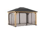 Pavillon-Seitenteil Gazebo Netz Braun ca. 393x452cm