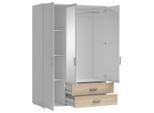 Mid.you Drehtürenschrank , Weiss, Sonoma Eiche , Holzwerkstoff , 3 Fächer , 2 Schublade(n) Schubladen , 125x190x51 cm , Schlafzimmer, Komplette Schlafzimmer und Serien, Schlafzimmerserien