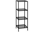Carryhome Regal , Schwarz , Metall, Glas , 4 Fächer , 37x118x33 cm , Wohnzimmer, Regale, Bücherregale