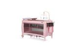 Chipolino Reisebett Bella 2 Ebenen seitlicher Eingang Musikmobile Wickelauflage rosa Baby