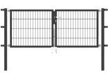 Zaundoppeltür ALBERTS "Flexo", grau (anthrazit), B:200cm H:80cm, Stahl, Tore, Zaundoppeltür, 200 cm Breite, in versch. Höhen